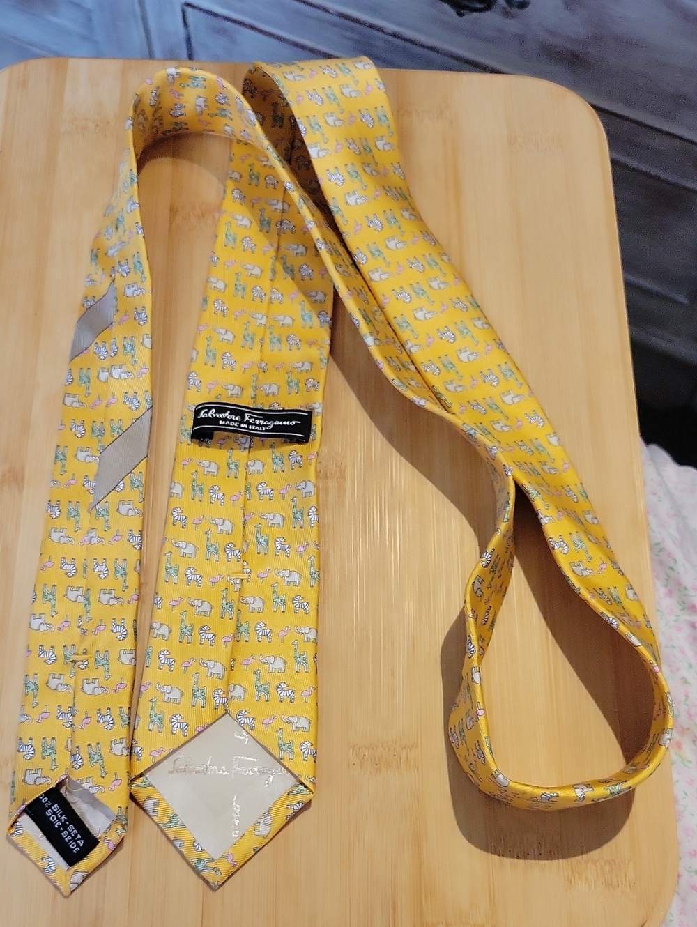 Salvatore Ferragamo 100% Silk Yellow Necktie